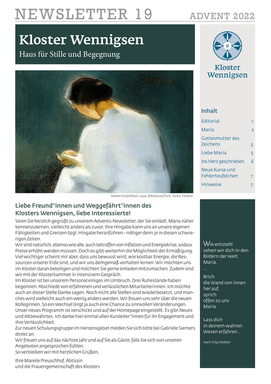 Kloster Wennigsen Newsletter 19